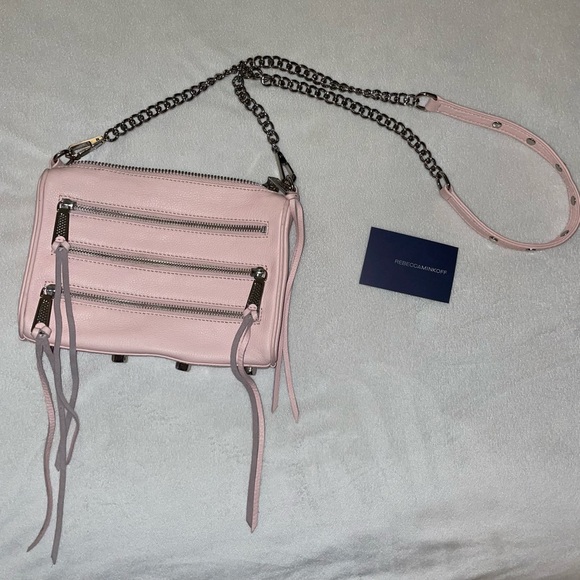 NWOT Rebecca Minkoff Mini 3 Zip Convertible Leather Cross Body Petal Pink/SLVR🎀 - Picture 2 of 11